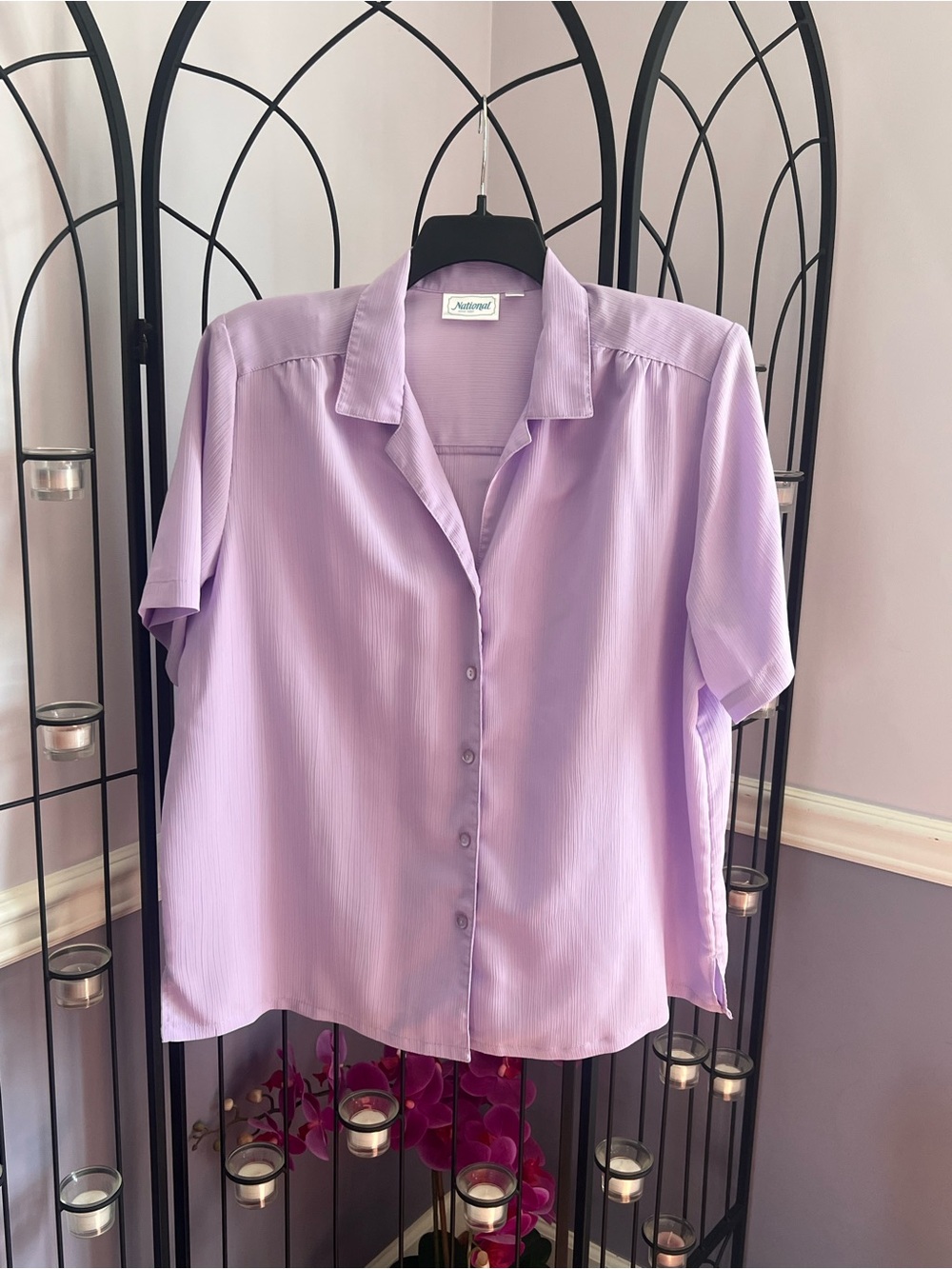 Light Lavender Short-Sleeve Button-Down Shirt